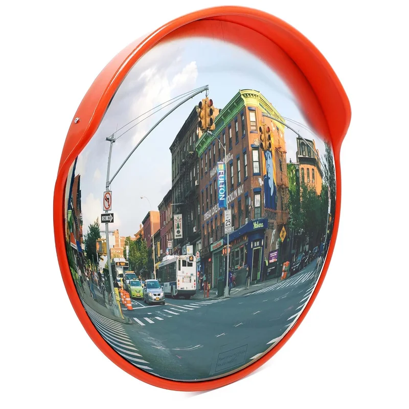 Wiltec Miroir rond de circulation convexe 60cm Champ de vision de 160° Couvercle de protection Sécurité routière Outdoor Indoor Résistant Matériel de montage inclus
