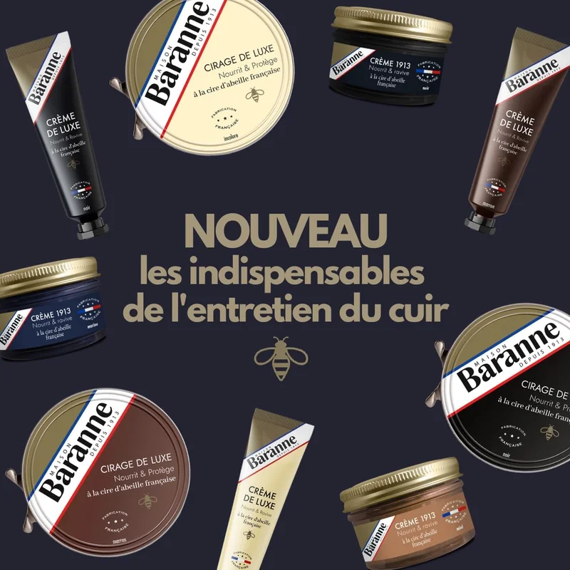 Baranne - Crème de Luxe Incolore | Cire d'Abeille Française | Entretien Cuir | Nourrit, Ravive & Assouplit | Brillance Longue Durée | 100ml