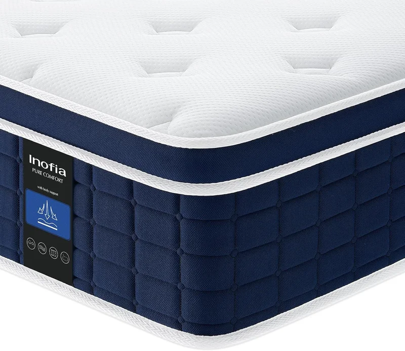 Inofia Matelas Ace Hybrid Matelas Ferme avec Souffle à Mémoire de Forme et Ressorts Ensachés Indépendants, 7 Zones Ergonomique, Confort Extra pour Adultes et Enfants (H3/26cm, 180×200×26cm)