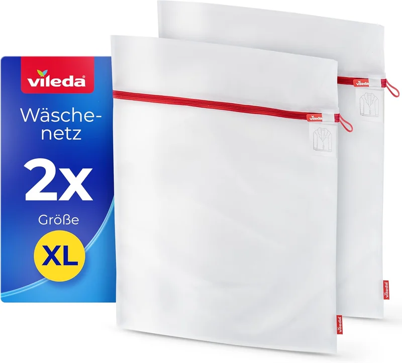 Vileda XL Laundry Bags 50 x 60 cm for Washing Machines, Large Washing Bags Made of Ripstop Polyester with Zip for Shirts, Sweaters and Sheets (Pack of 2)