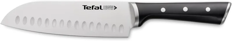 Tefal Ice Force Couteau Santoku 18,5 cm, Couteau de cuisine, Lame en acier inoxydable allemand, Coupe performante, Tranchant longue durée, Garantie 10 ans K2320614