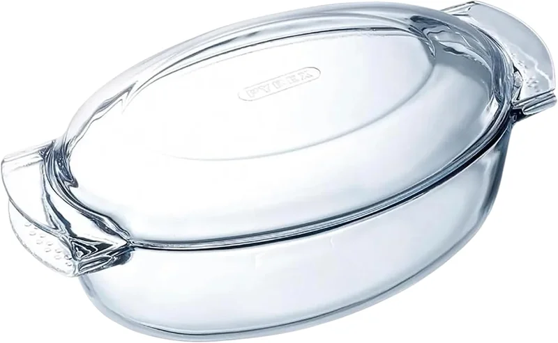 Pyrex - Cocotte en Verre 4,5L - Cocotte Ovale Grand Format - Verre Borosilicate - Résistance Thermique Extrême jusqu’à 350°C - Ustensile de Cuisine avec Poignées Intégrées