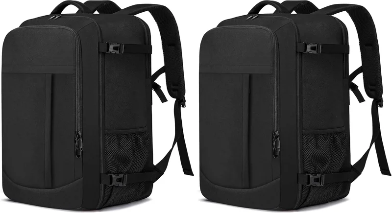 Cabin Luggage 55 x 40 x 20 cm Large Travel Cabin Airplane 44L Hand Luggage Suitcase Backpack with Laptop 18.4 Inches Women/Men, Black, Airplane Cabin Travel Backpack