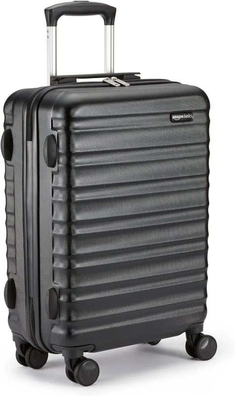 Amazon Basics Ryanair Approved ABS Hard Shell Cabin Suitcase - Scratch Resistant Lightweight - 55 x 40 x 20 cm - Black