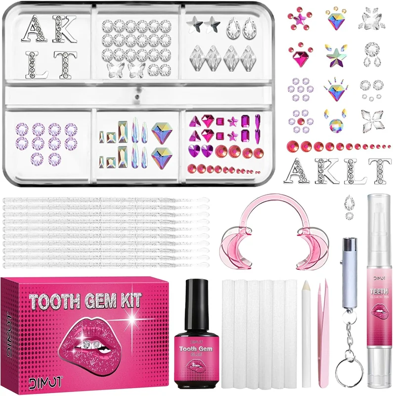 Tpyag 139 Pieces Dental Rhinestone DIY Dental Jewelry Kit with UV Lamp