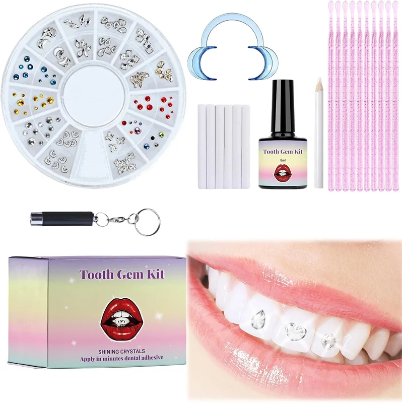 DIY Dental Jewelry Kit Crystal Teeth Decoration for Women Removable Dental Ornaments Fashion Crystal Diamond Teeth Decoration