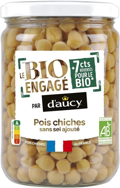 Lot de 3 unités *** D'AUCY Le bio engagé pois chiches sans sel ajouté