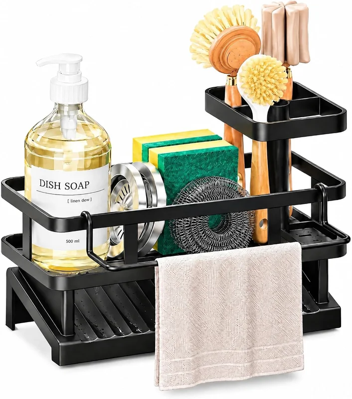 Kitchen Sink Holder with Sponge Holder and Brush Holder
