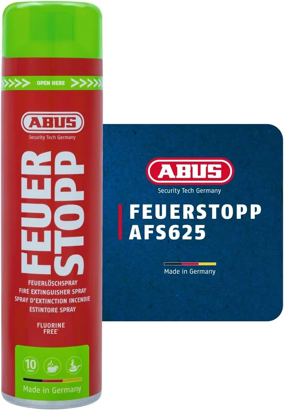 ABUS AFS625 Spray d'extinction d'incendie sans fluorure – Extincteur Pratique Contre Les incendies de Formation des Classes d'incendie 5A et 5F – Longue durée de Vie – pour la Maison, la Cuisine, Le