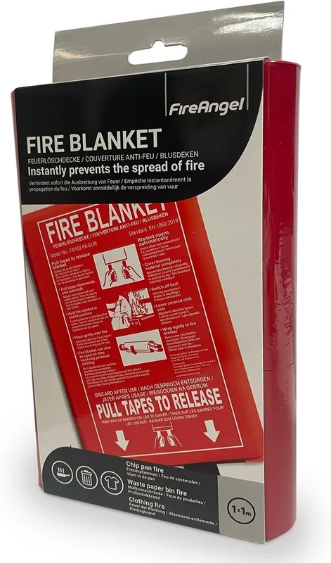 FireAngel Fire Blanket for Kitchen, Fire Blanket for Home, Caravan, Camper, Fire Extinguishers, 1 x 1 m