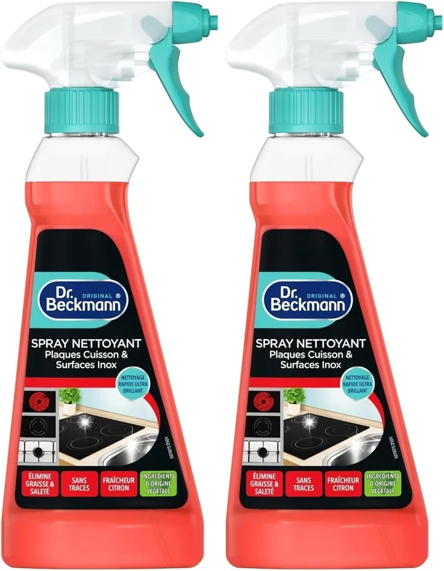 Dr. Beckmann Spray Nettoyant Plaques Cuisson & Surfaces Inox |Nettoyage rapide ultra-brillant| 250 ml (Lot de 2)