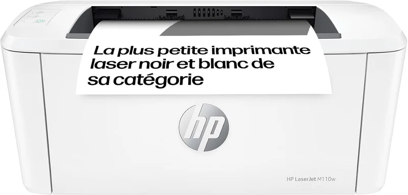 HP LaserJet M110w, 7MD66F, A4 Single Function Monochrome Laser Printer, Black and White Manual Duplex Printing, 20ppm, ADF, Wi-Fi, HP Smart, White