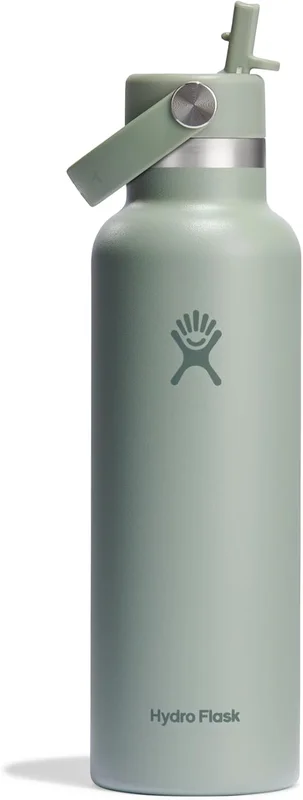 Hydro Flask - Standard Mouth Gourde Isotherme 621 ml (21 oz) avec Bouchon Antifuite et Paille Intégrée - Bouteille Inox à Isolation sous vide - Agave