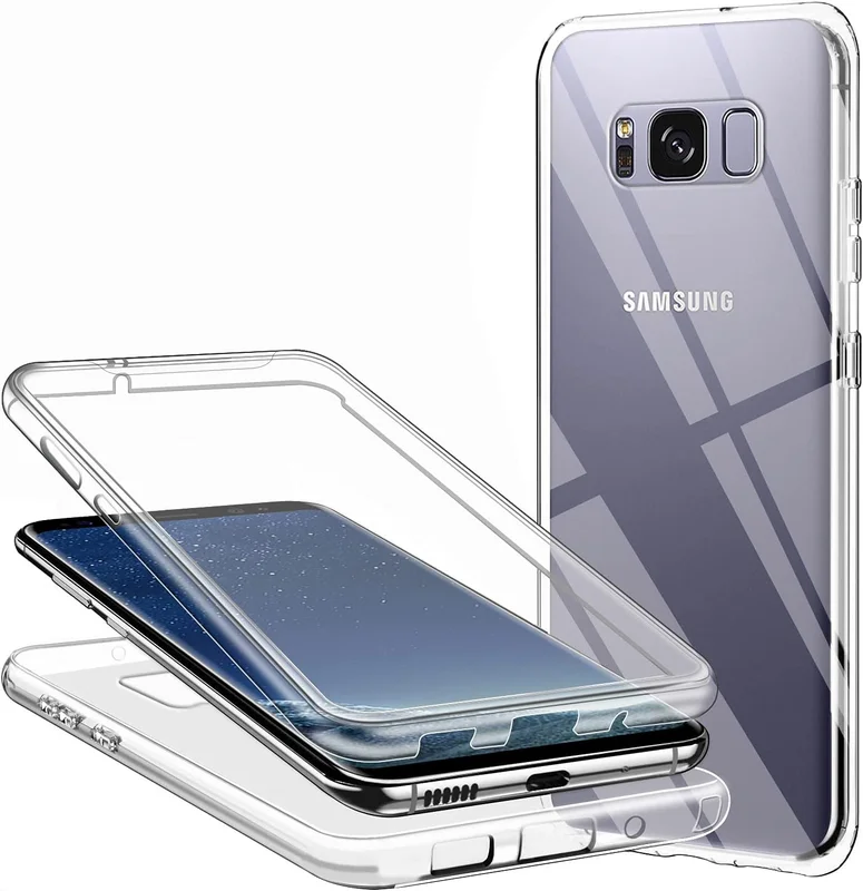 Case for Samsung Galaxy S8 360 Degree Protection, Transparent Soft Thin TPU Silicone Case Front and PC Back Anti-Scratch Anti Shock Bumper Full Body Case Cover for Samsung Galaxy S8