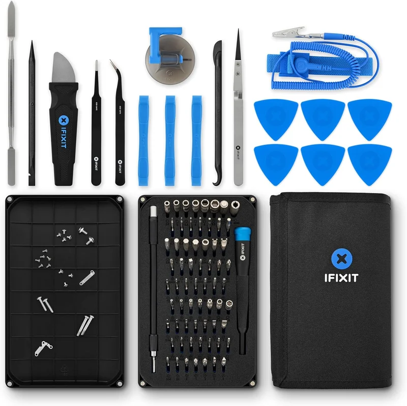 iFixit Pro Tech Toolkit, Tool Set, Opening Tools, Precision Screwdrivers and 64 Bits (4mm) for Smartphone Computer Repair